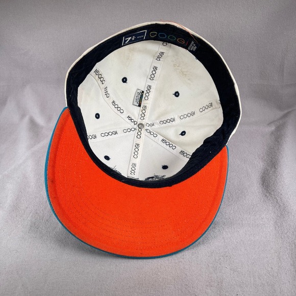 COOGI Hat Mens 7 5/8 Fitted White Baseball Cap 3 Stripes Embroidered Flat Bill - Picture 7 of 10